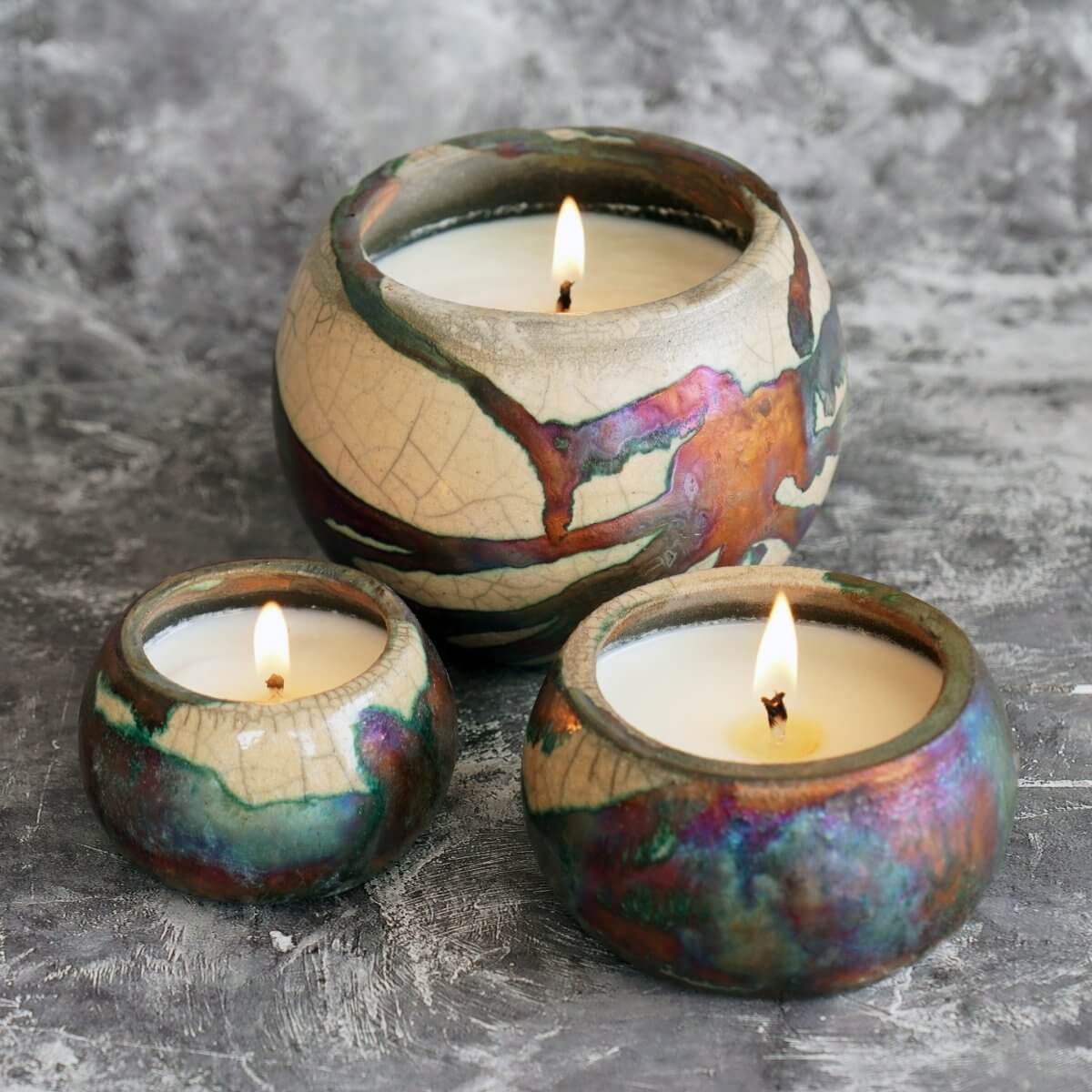 Raku refillable candles and candle holders
