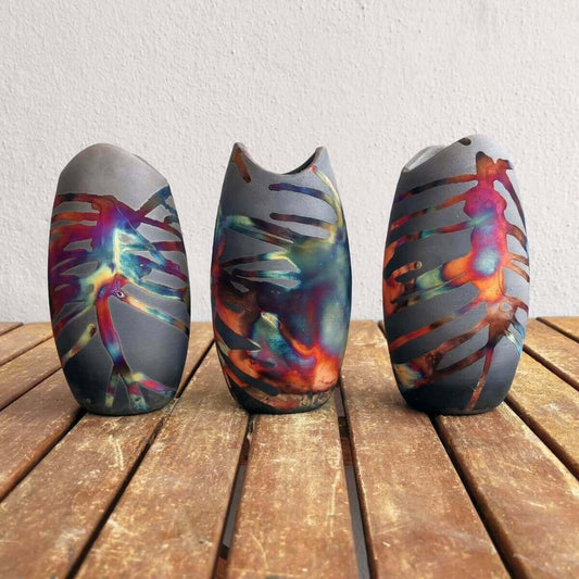 Raku pottery vase ceramic home decor 3 Pack Koi Ceramic Raku Vase - RAAQUU Basics handmade pottery home decor