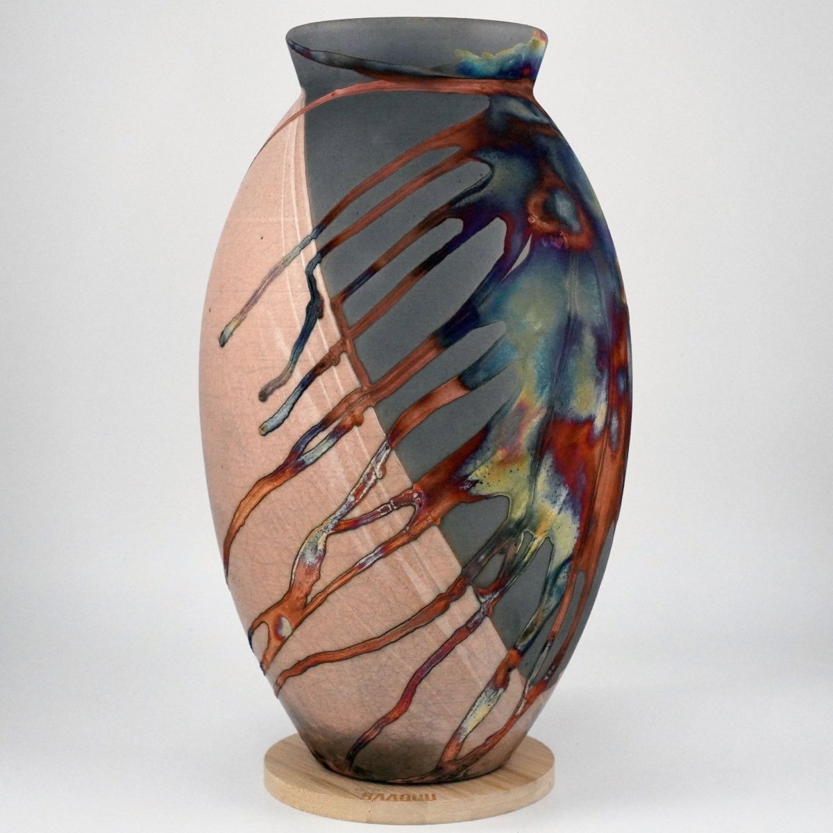 Pre - Order RAAQUU Large Oval Art Series Ceramic Vase - Raku Pottery - RAAQUU