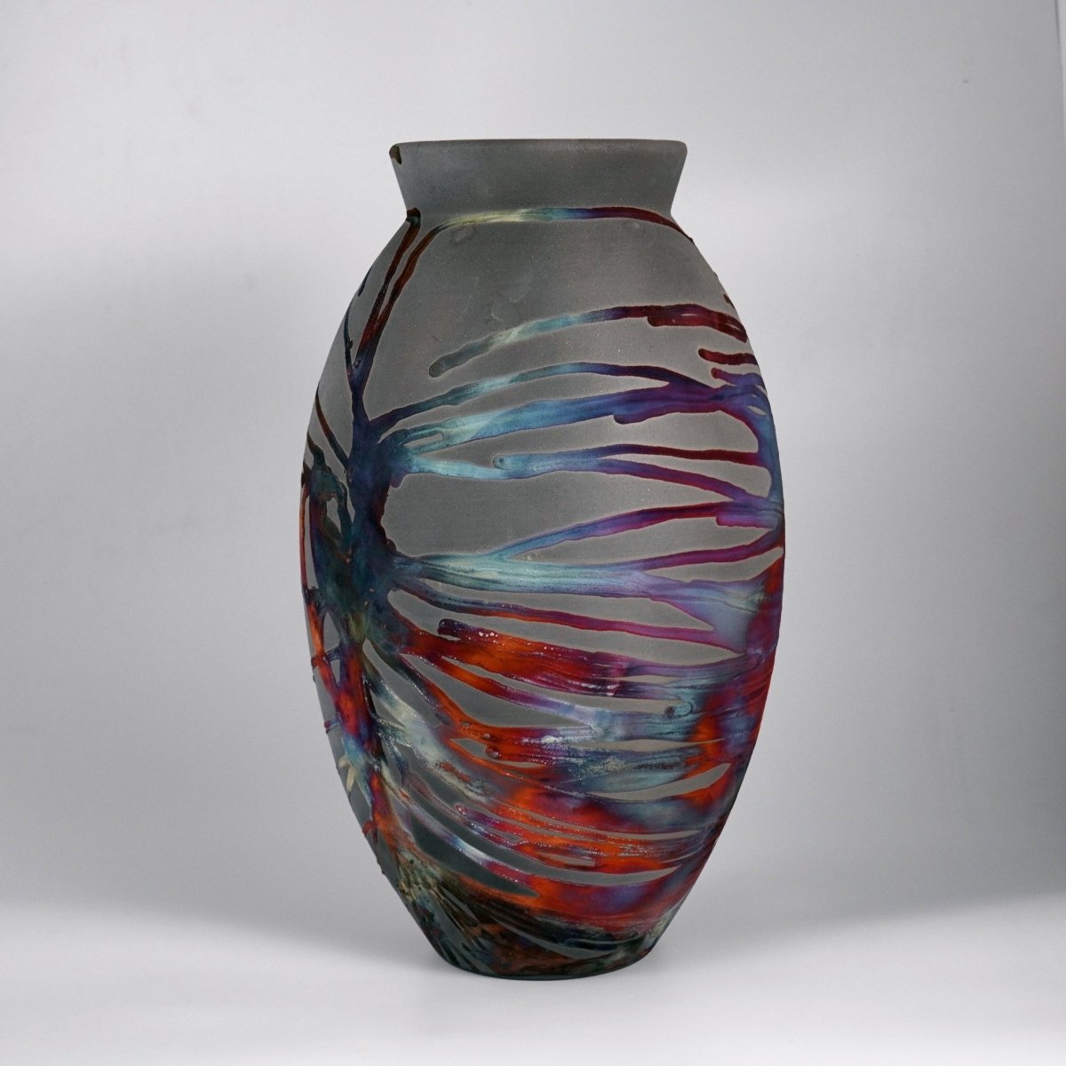 Pre - Order RAAQUU Large Oval Art Series Ceramic Vase - Raku Pottery - RAAQUU