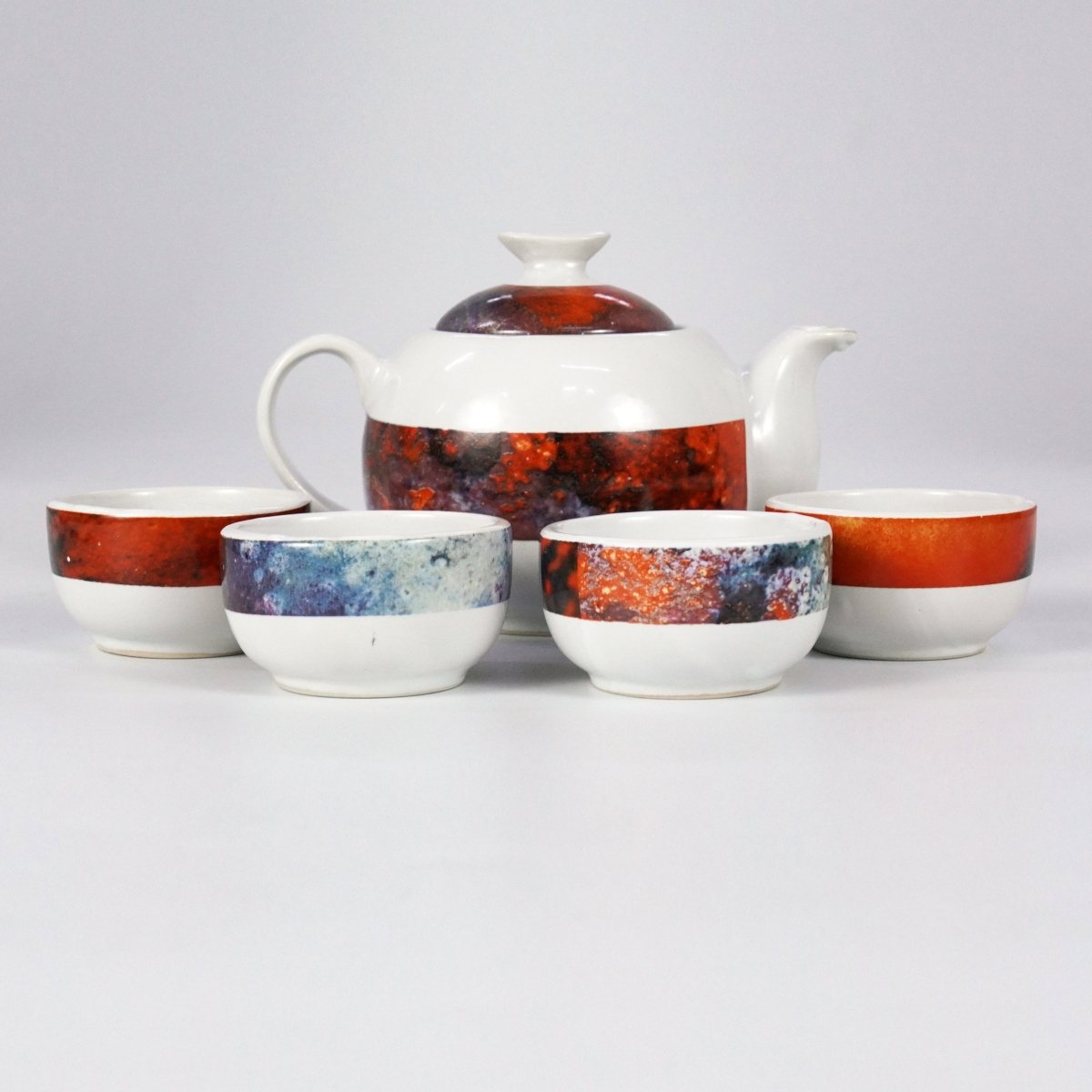 RAAQUU FX Chinese New Year Gift Set - Tea Set with 50g Premium Silver Needle White Tea - 4 Cups & Teapot set - Limited edition of 500 units Unique Handmade ceramic pottery raku vases, urns, and home decor, sculptures, wall decor, gifts by Adil Ghani