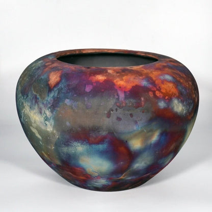 RAAQUU Large 13" Wide Tsubomi Vase PRE-ORDER Raku Pottery Unique Handmade ceramic pottery raku vases, urns, and home decor, sculptures, wall decor, gifts by Adil Ghani