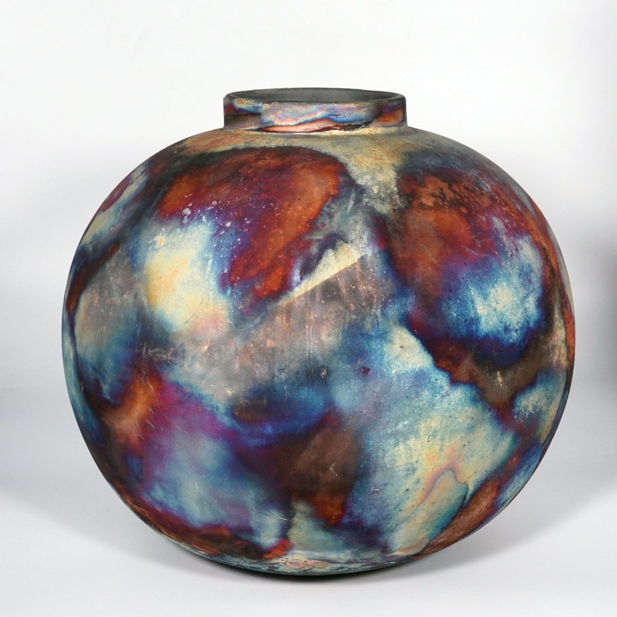 RAAQUU Large Globe XL Ceramic Vase Full Copper Matte S/N0000848 13" Raku Pottery - RAAQUU