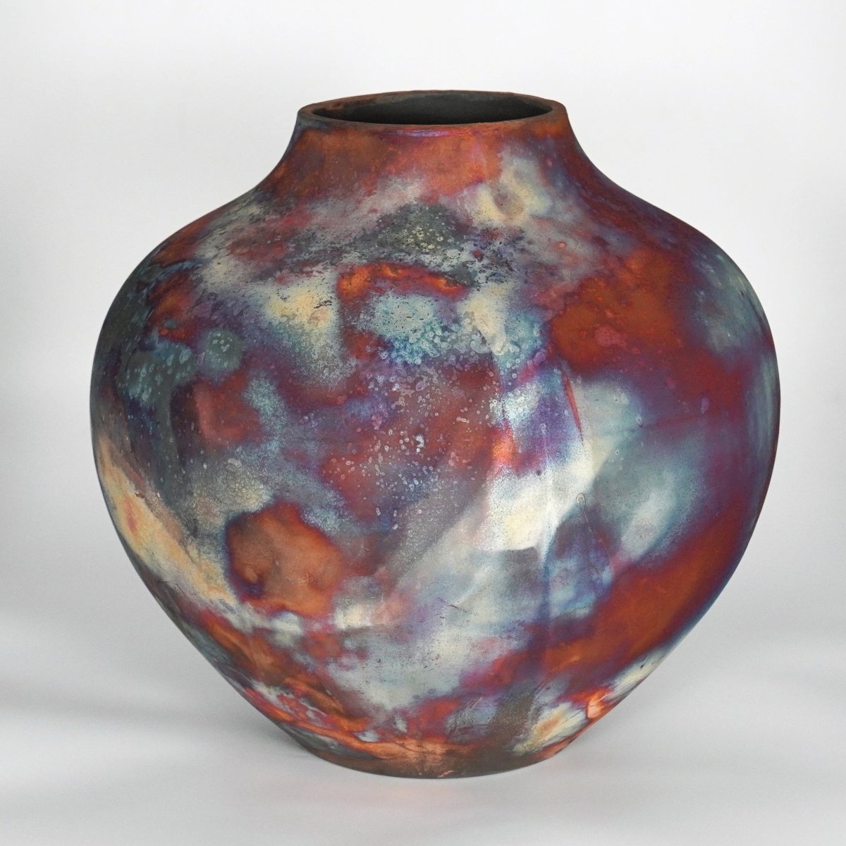 RAAQUU Large Issho Ceramic Vase Full Copper Matte S/N0000670 13.5" Raku Pottery - RAAQUU