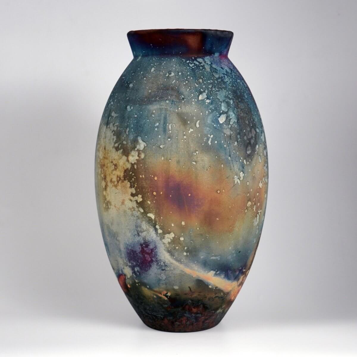 RAAQUU Large Oval Ceramic Vase Full Copper Matte S/N0000831 13.5" Raku Pottery - RAAQUU