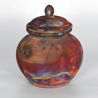 RAAQUU Tamashii Ceramic Full Copper Matte Pet Urn for Remains/Ashes S/N8000110 - Raku Pottery 85 cubic inches Unique Handmade Cremation Vessel