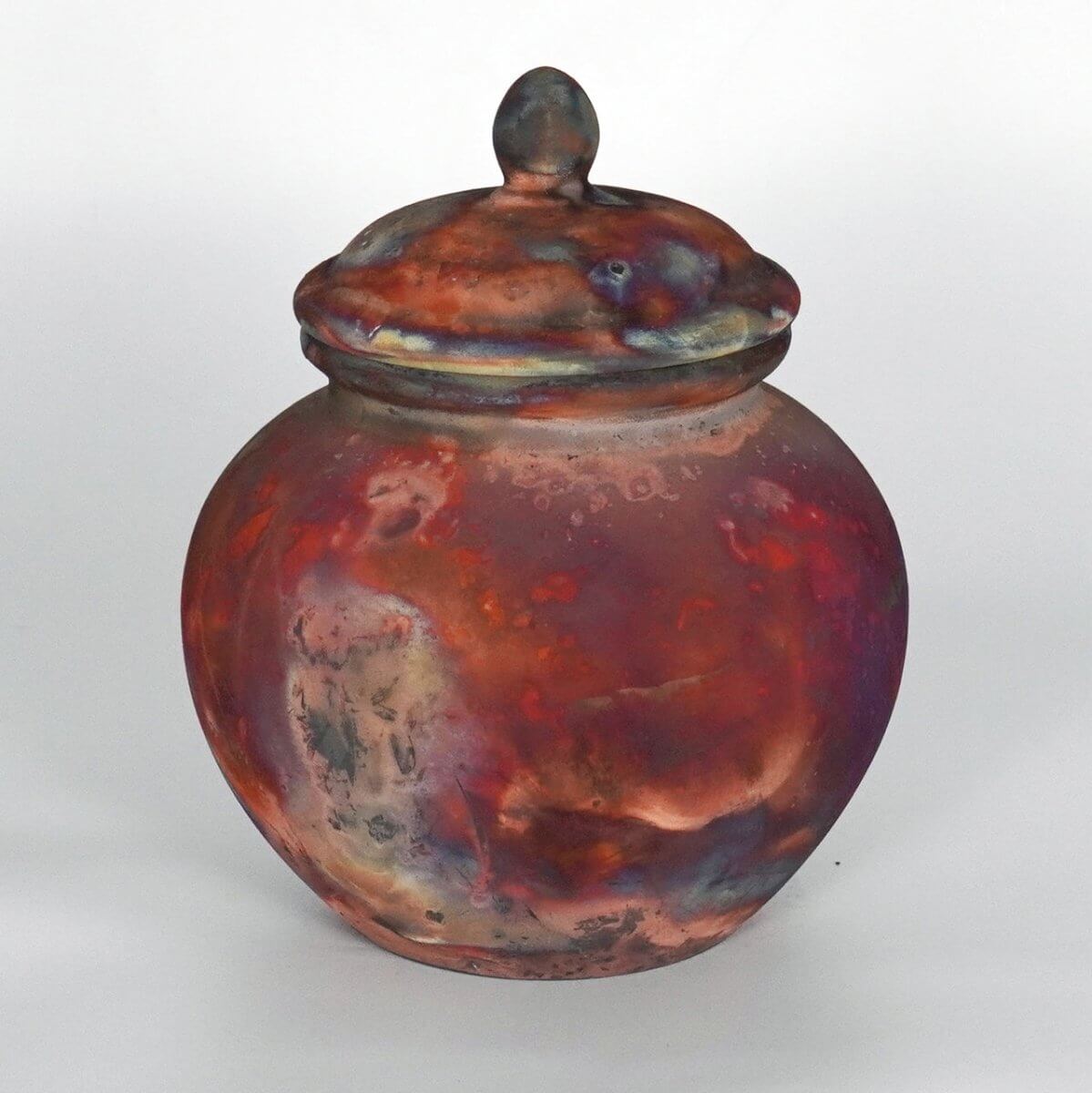 RAAQUU Tamashii Ceramic Full Copper Matte Pet Urn for Remains/Ashes S/N8000110 - Raku Pottery 85 cubic inches Unique Handmade Cremation Vessel