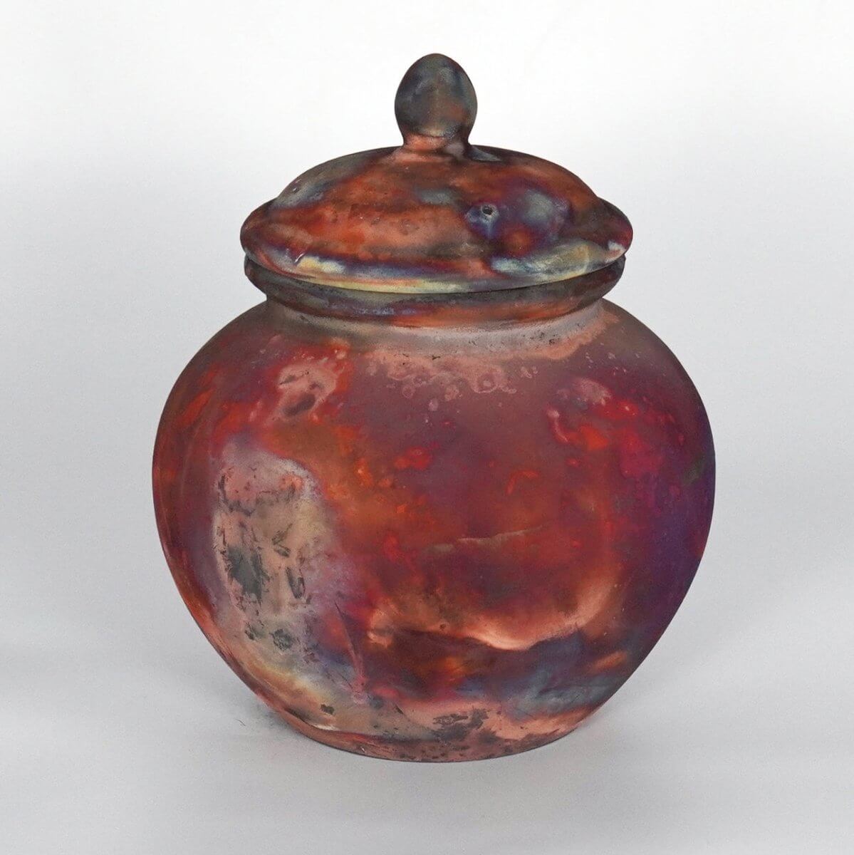 RAAQUU Tamashii Ceramic Full Copper Matte Pet Urn for Remains/Ashes S/N8000110 - Raku Pottery 85 cubic inches Unique Handmade Cremation Vessel