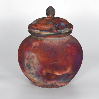 RAAQUU Tamashii Ceramic Full Copper Matte Pet Urn for Remains/Ashes S/N8000110 - Raku Pottery 85 cubic inches Unique Handmade Cremation Vessel