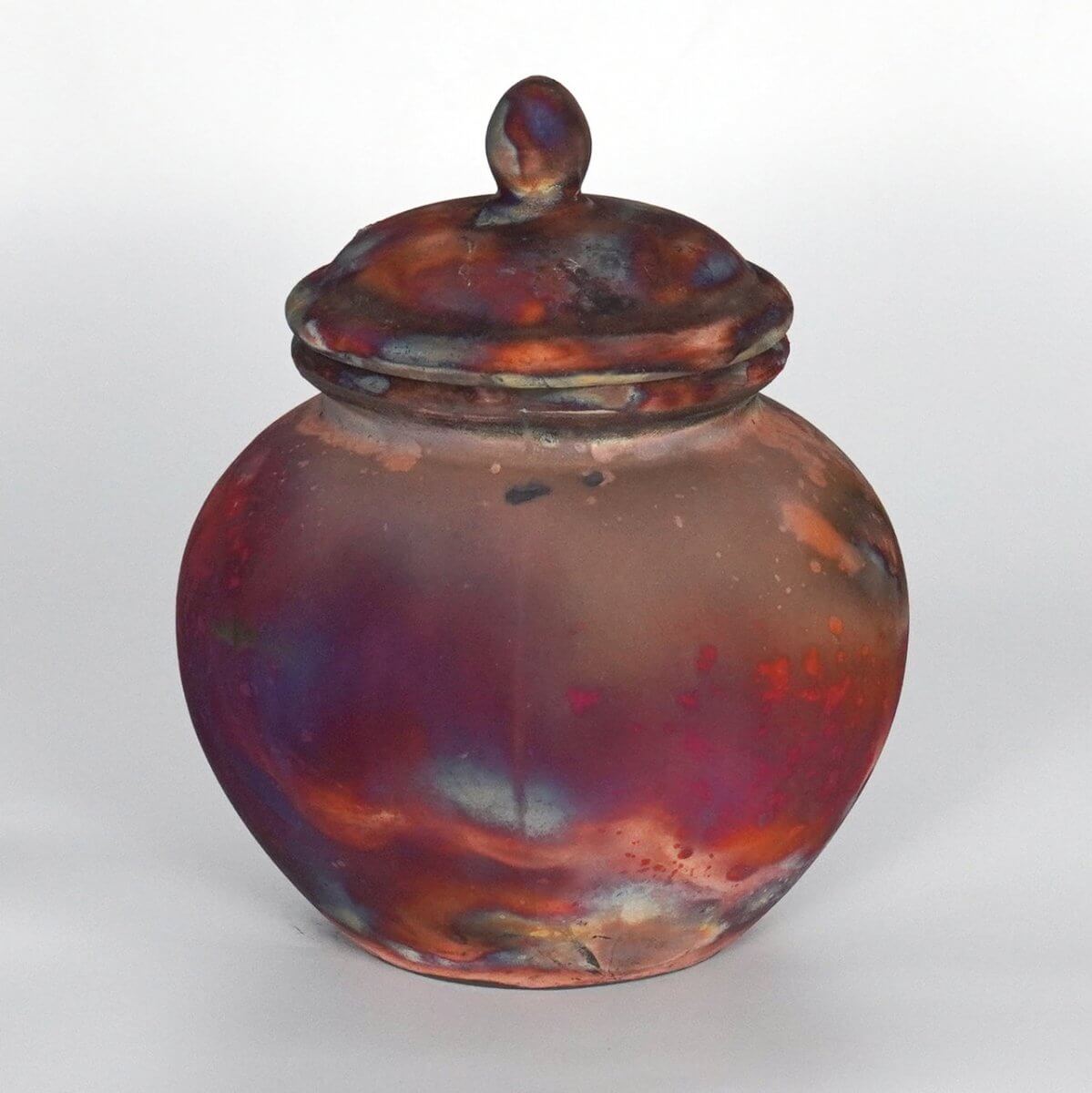 RAAQUU Tamashii Ceramic Full Copper Matte Pet Urn for Remains/Ashes S/N8000110 - Raku Pottery 85 cubic inches Unique Handmade Cremation Vessel