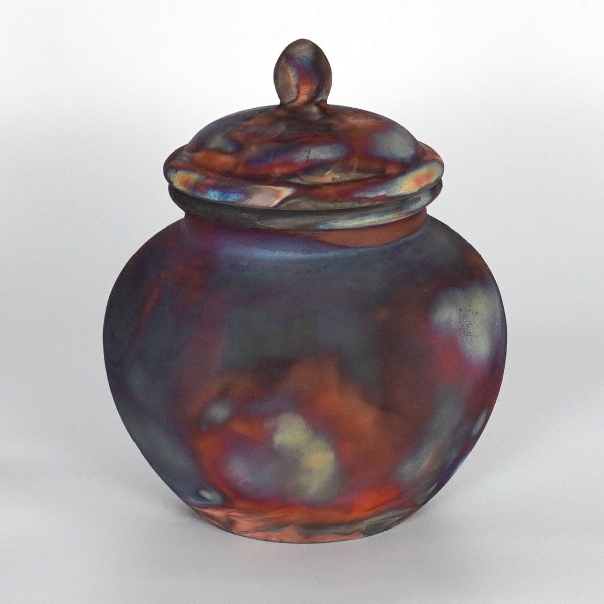 RAAQUU Tamashii Ceramic Full Copper Matte Pet Urn for Remains/Ashes S/N8000119 - Raku Pottery 85 cubic inches Unique Handmade Cremation Vessel