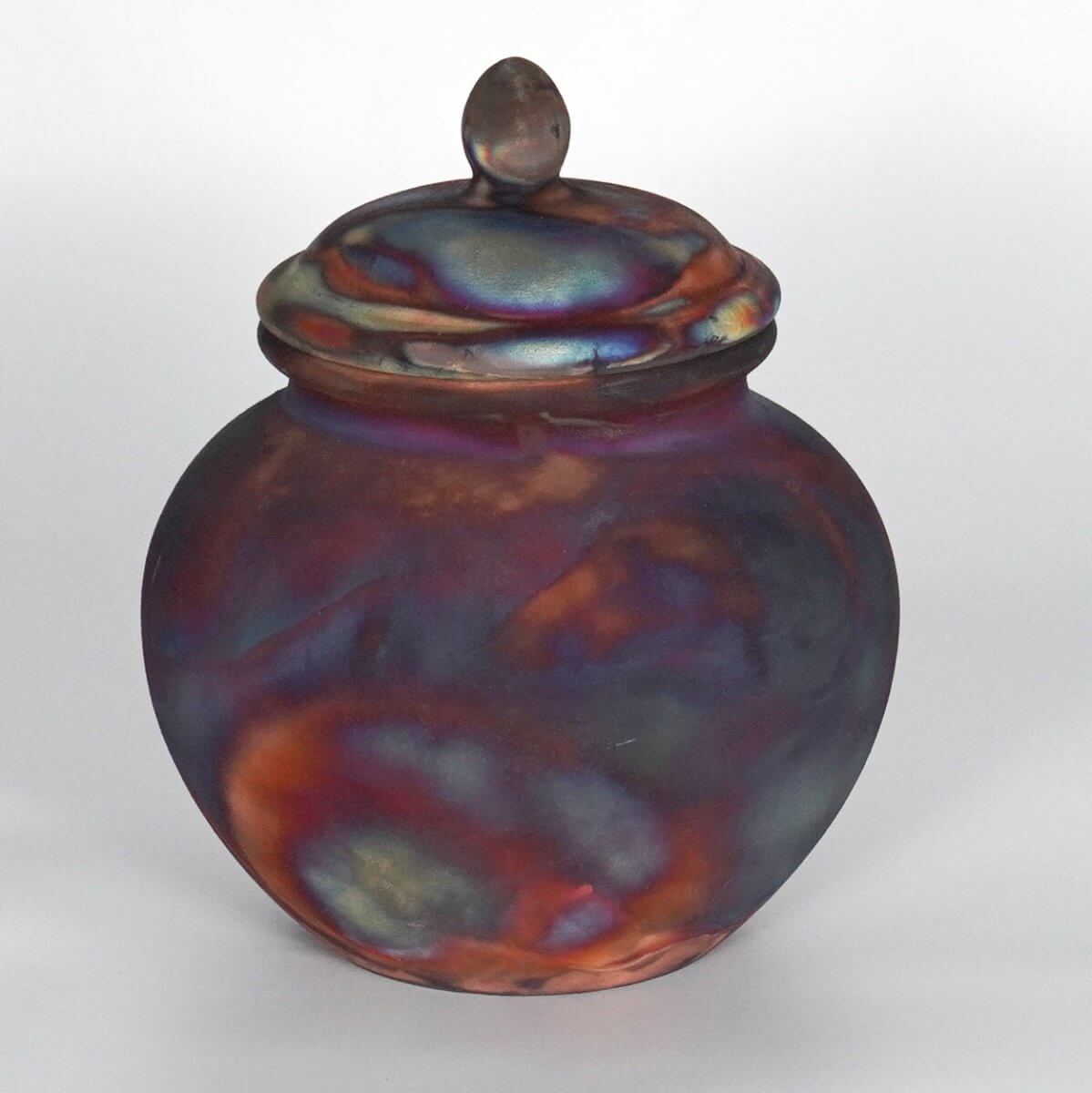 RAAQUU Tamashii Ceramic Full Copper Matte Pet Urn for Remains/Ashes S/N8000119 - Raku Pottery 85 cubic inches Unique Handmade Cremation Vessel