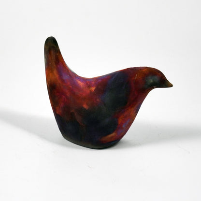 Tori Raku Ceramic Bird Figurine Mini Sculpture - RAAQUU