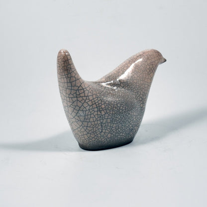 Tori Raku Ceramic Bird Figurine Mini Sculpture - RAAQUU