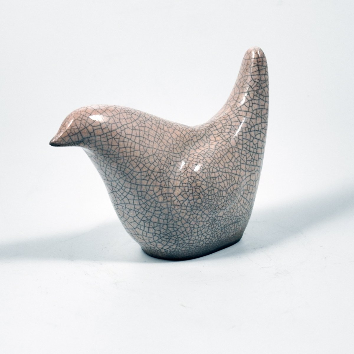 Tori Raku Ceramic Bird Figurine Mini Sculpture - RAAQUU