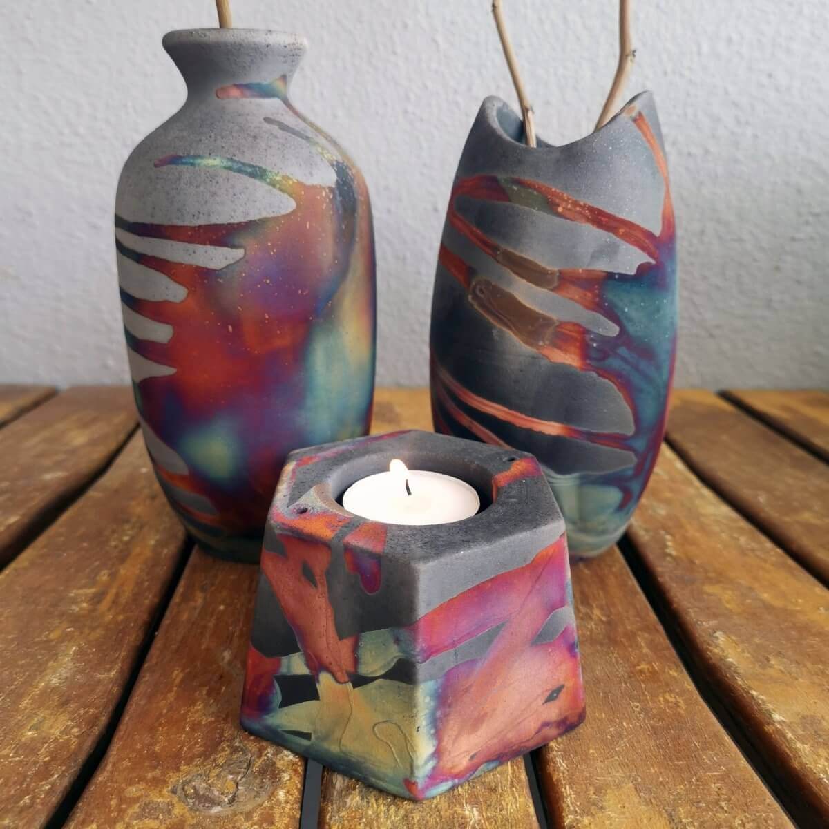 Copper Matte Raku ~ Ceramic hot Candle Holder Luminary ~ Handmade Pottery ~ Raku Pottery ~ Unique Home Decor ~ Indoor Candle Decor