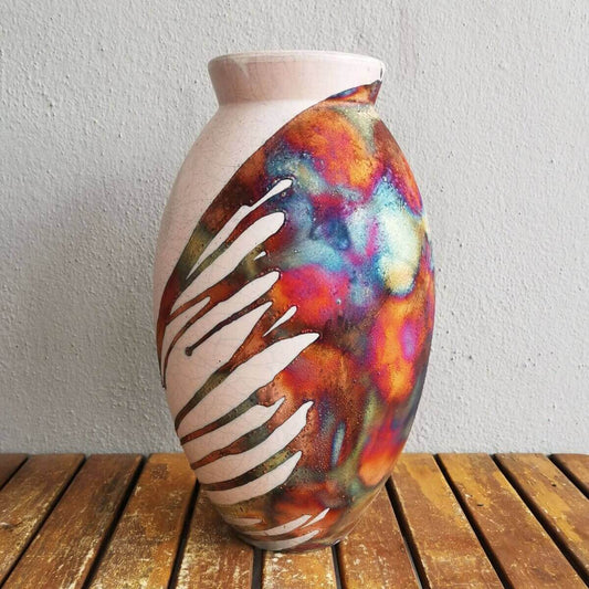 Pre-Order RAAQUU Art Series Ceramic Vase in 2 shapes and 5 finishes - Raku Pottery Unique Handmade ceramic pottery raku vases, urns, and home decor, sculptures, wall decor, gifts by Adil Ghani