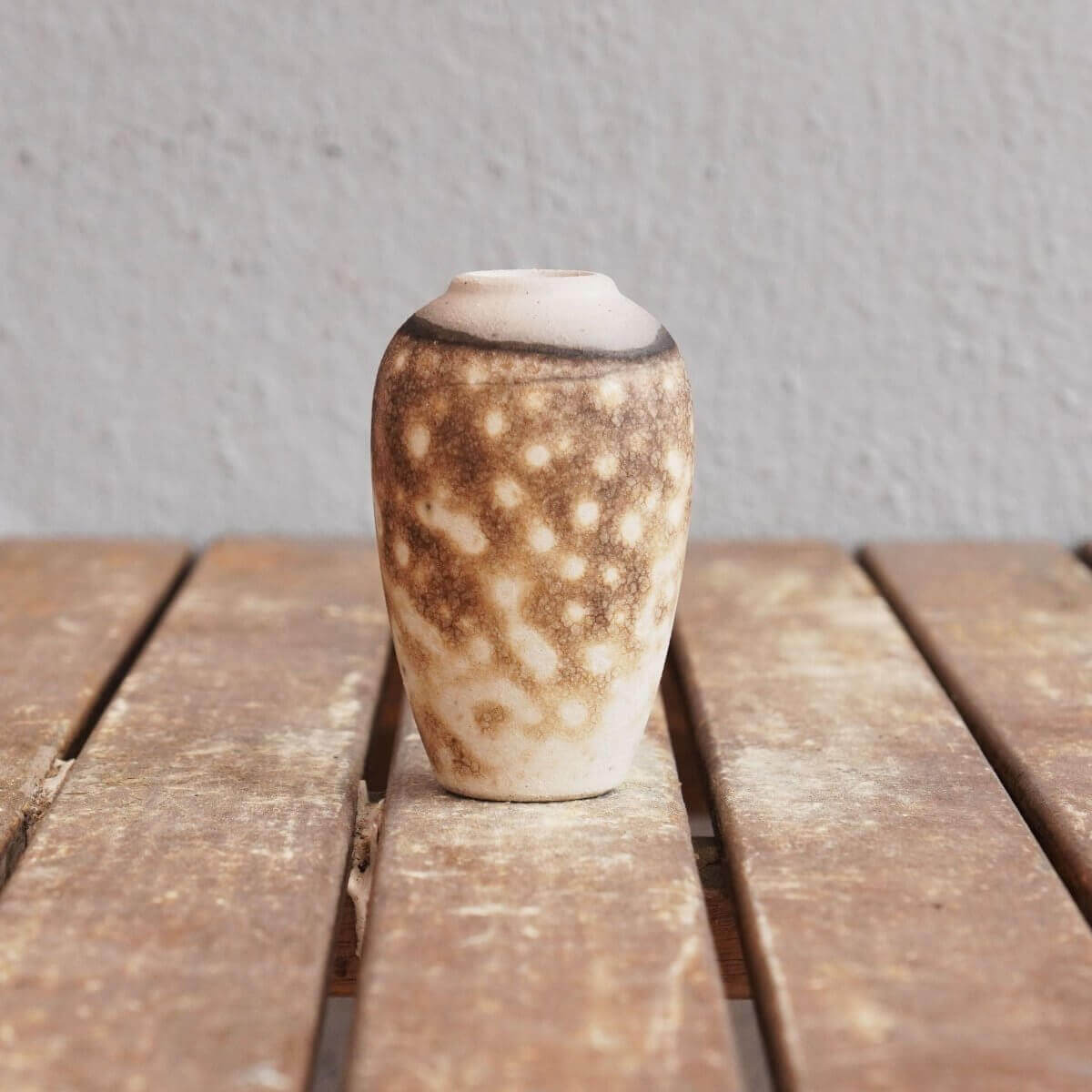 RAAQUU Hana Mini Ceramic Vase 3.5" Raku Fired Pottery Gift