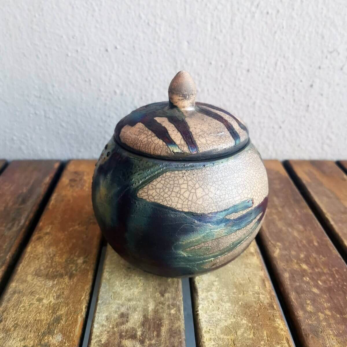 Ceramic gift box, ceramic lidded box for jewelry, kurinuki container, raku ceramic box for treasures, top ceramic casket with lid, 168